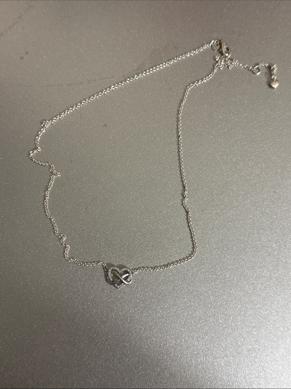 Pandora Silver Infinity Heart Necklace - Silver - Picture 1 of 2